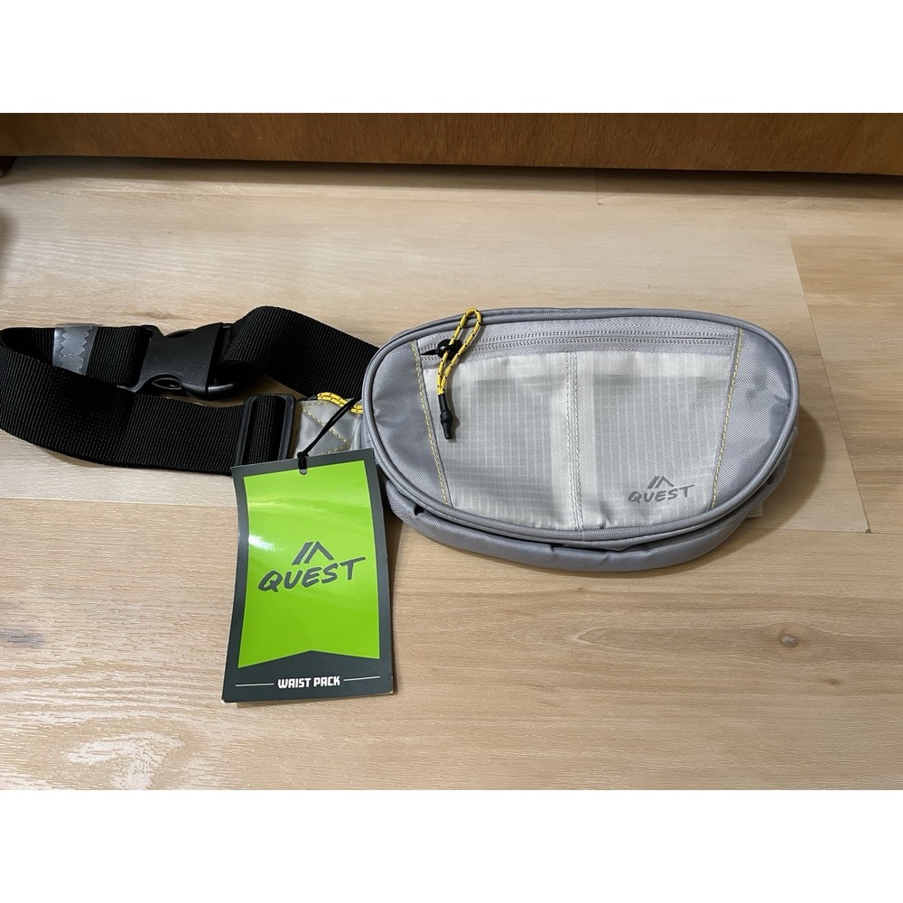 NWT Quest Basic Waist Pack‎ Gray Mustard Adjustable Belt Bag Fanny Pack